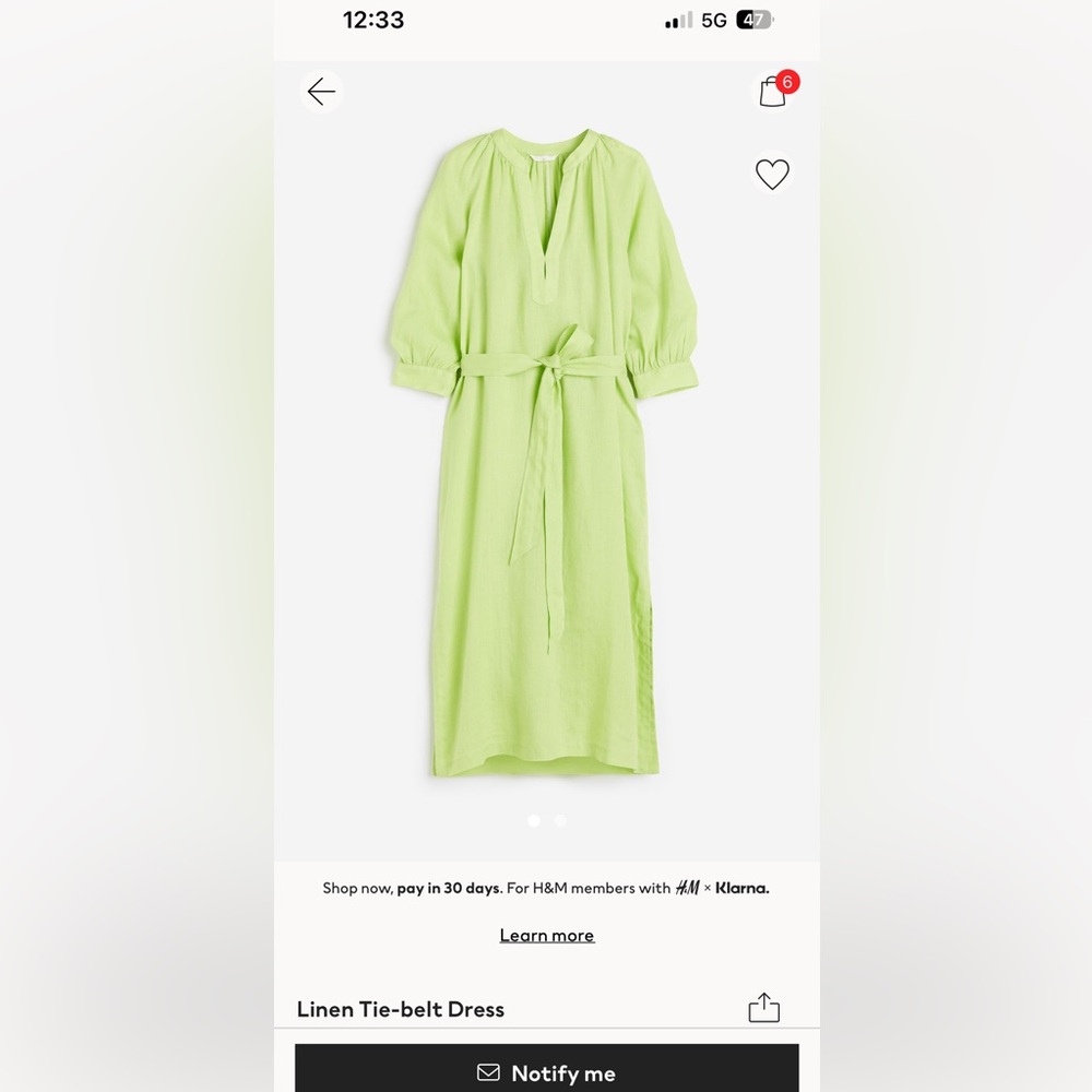 Linen tie belt dress H&M